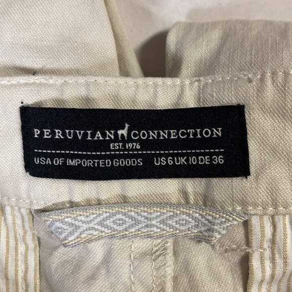 Peruvian Connection Linen Blend Straight Leg Ankle Pants Khaki Tan Size 6 - Picture 6 of 7